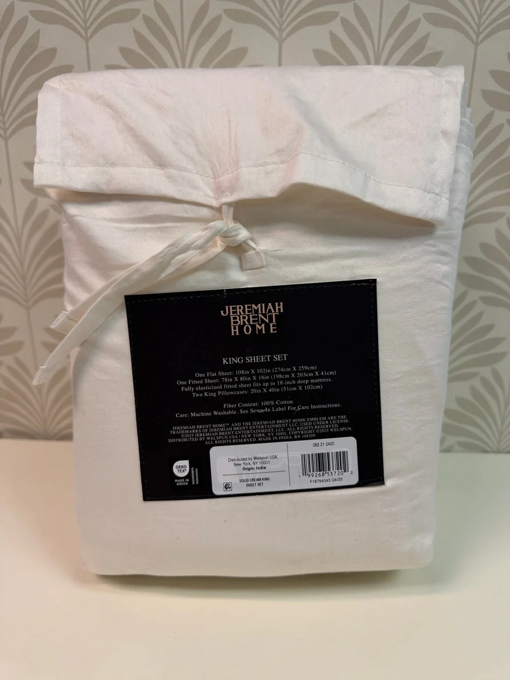 New Jeremiah Brent Home Prewashed Cotton Sateen Weave Sheet Set King Cream